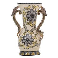 Vaso camaleonte in ceramica, realizzato a mano in Sudafrica