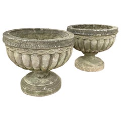 Large Pair of English Vintage Composite Stone Urns