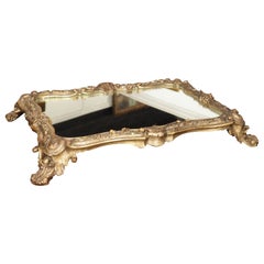 Antique Silvered Wooden and Mirrored Surtout de Table from Italy, Circa 1900
