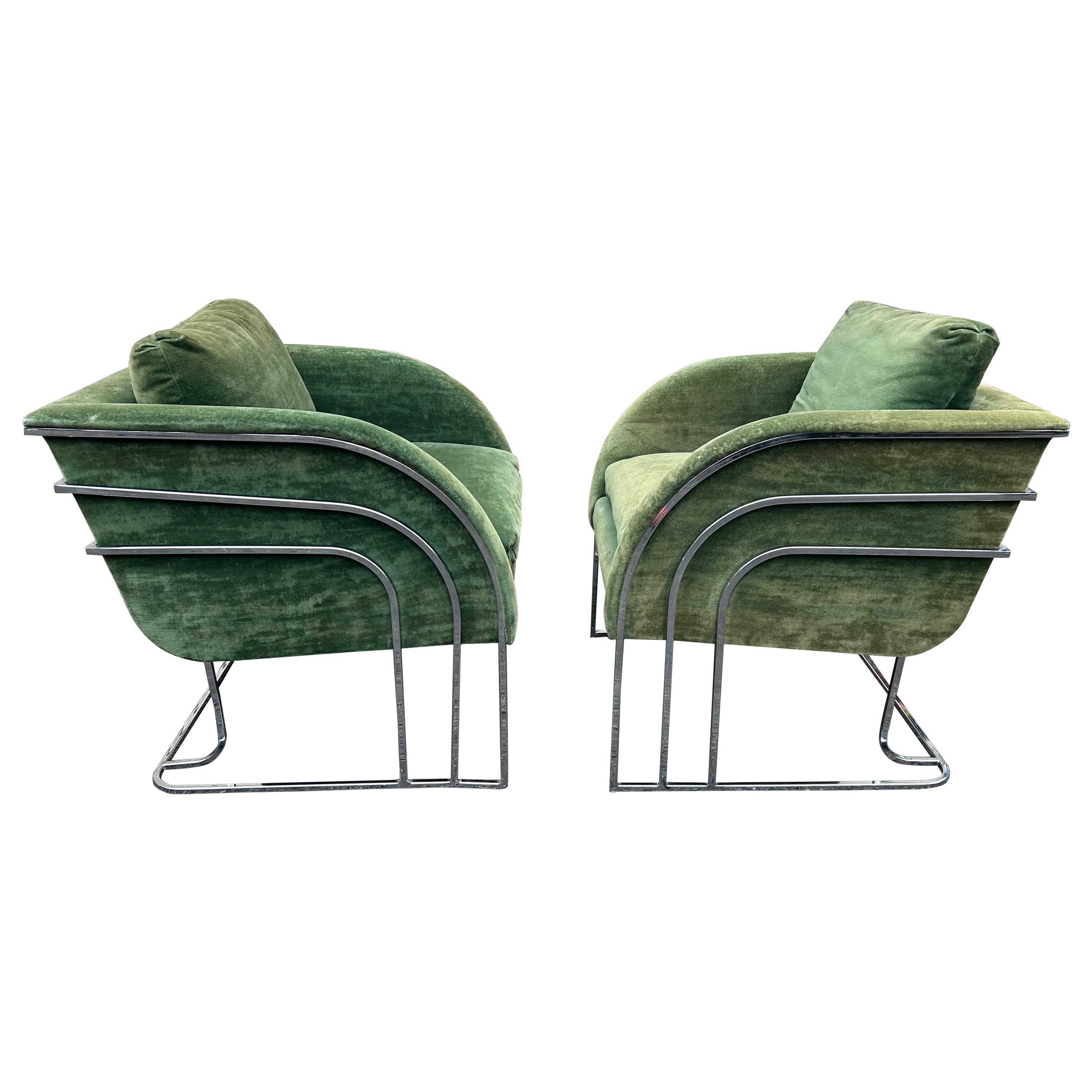Lovely pair George Mergenov for Weiman/Warren Lloyd Chrome Lounge Chair