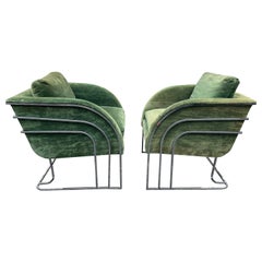 Lovely pair George Mergenov for Weiman/Warren Lloyd Chrome Lounge Chair