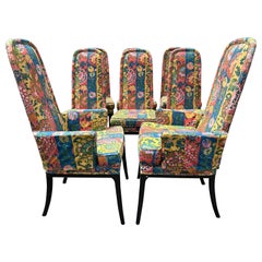 Fabulous Set 8 Erwin Lambeth Ebonized Saber Leg Dining Chairs Mid-century Modern