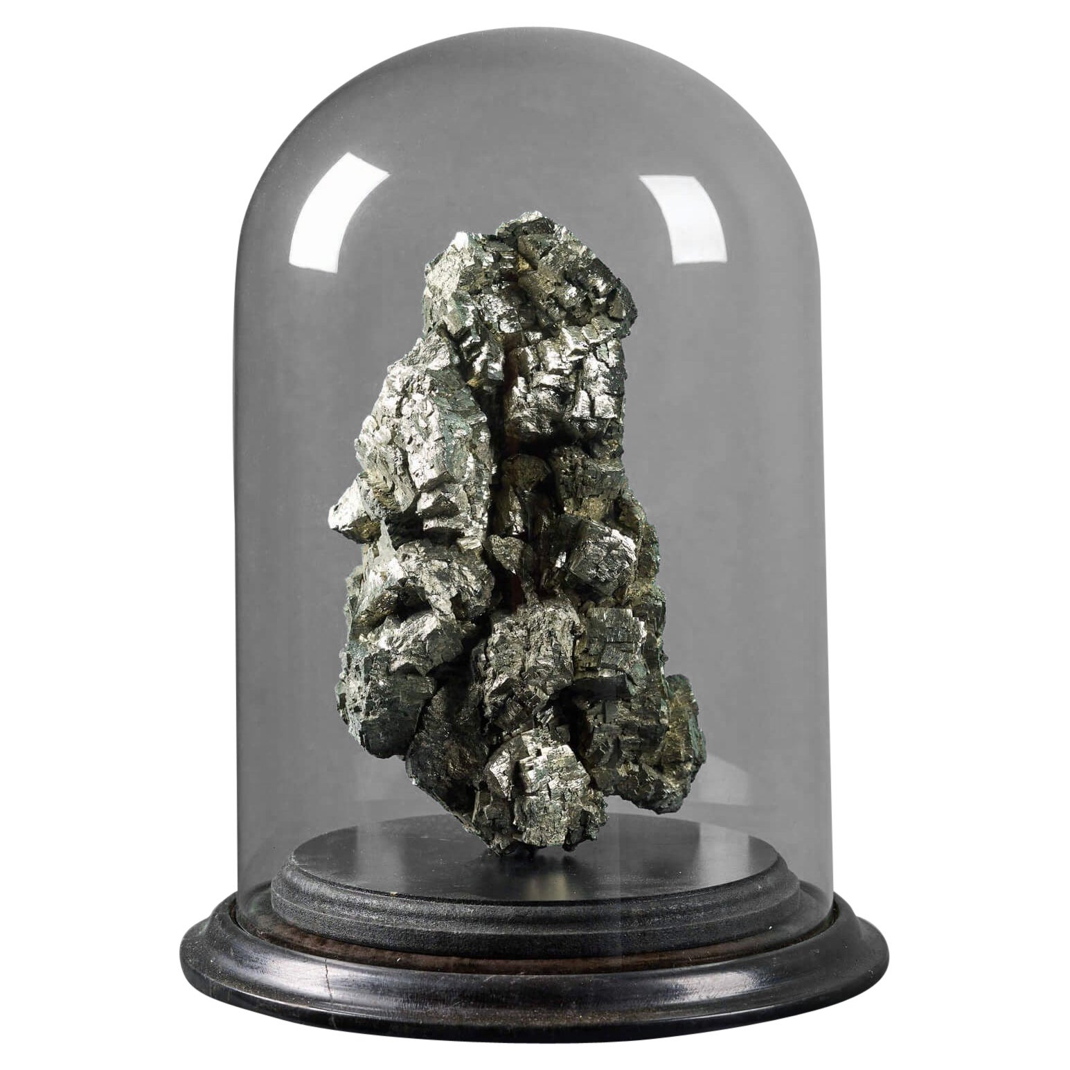 Large Natural Pyrite Specimen in Dome Display Case