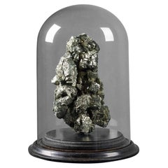 Large Natural Pyrite Specimen in Dome Display Case
