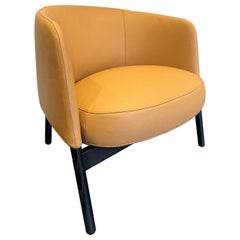 Bensen Collar Leather Chair with wood base Black Oak