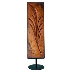 Antiguo Molde de Madera Tallada de Hoja de Palma Ex. Colección Tucker