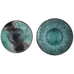 Pair of Kähler, HAK, Round Glazed Bowls, Denmark, 1930s