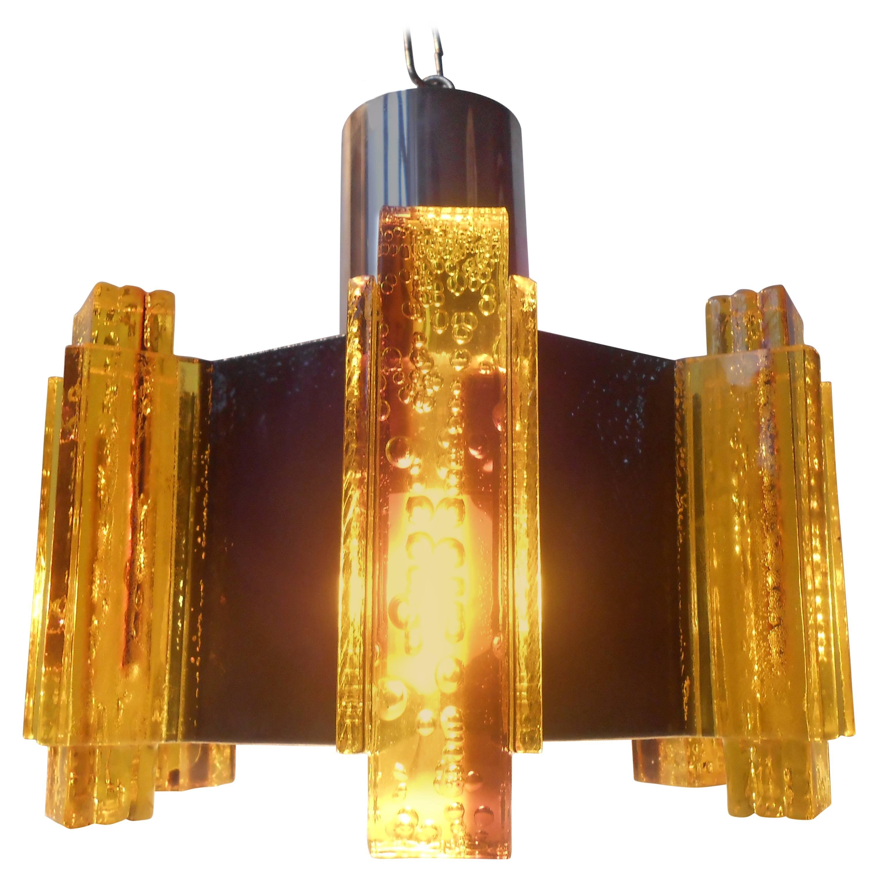 Vintage Claus Bolby Pendant with Brass Details, Danish Modern - a Spacey Twist