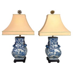 Blue & White Table Lamps Set of 2