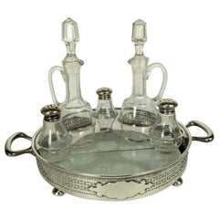 Elegant Sterling and Glass Condiment Set