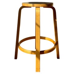 Bar Stool 64 by Alvar Aalto for Artek (Black Linoleum seat)