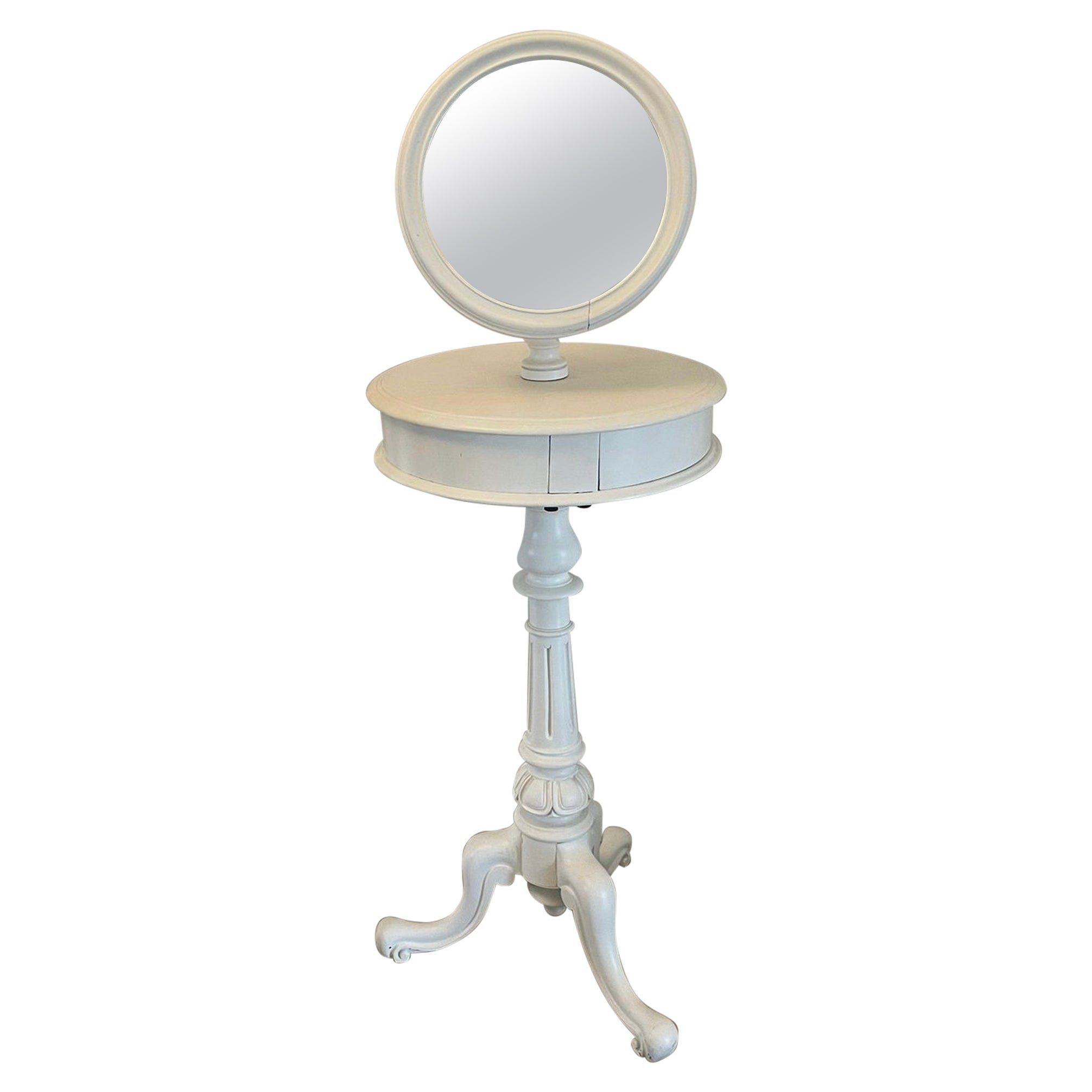 Antique Victorian Painted Adjustable Shaving Stand Vanity Mirror