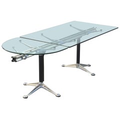 Glass and Aluminum Table Designed by Bruce Burdick for Herman Miller