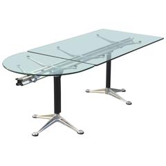 Glass and Aluminum Table Designed by Bruce Burdick for Herman Miller