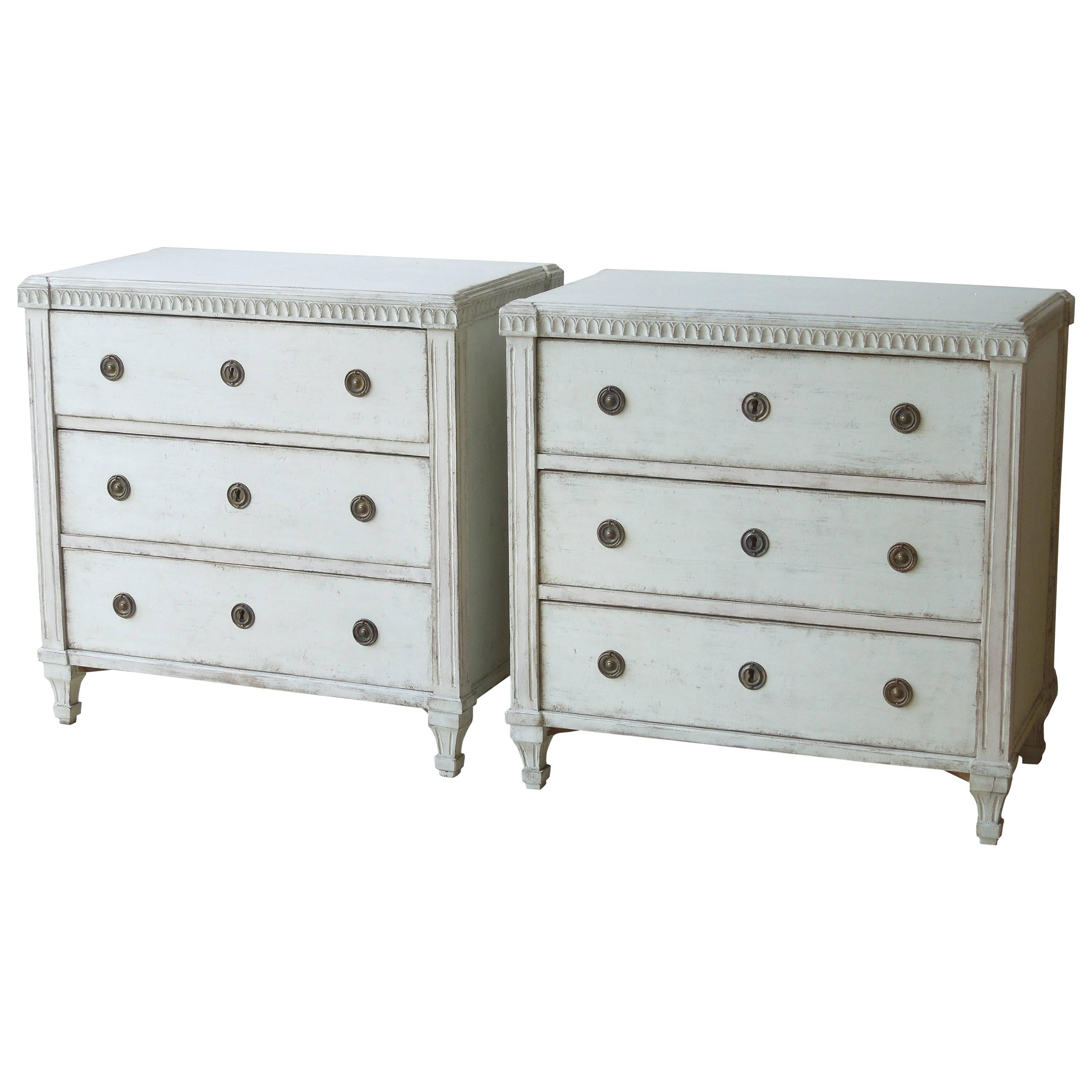 Pair of Swedish Gustavian Painted Chests For Sale