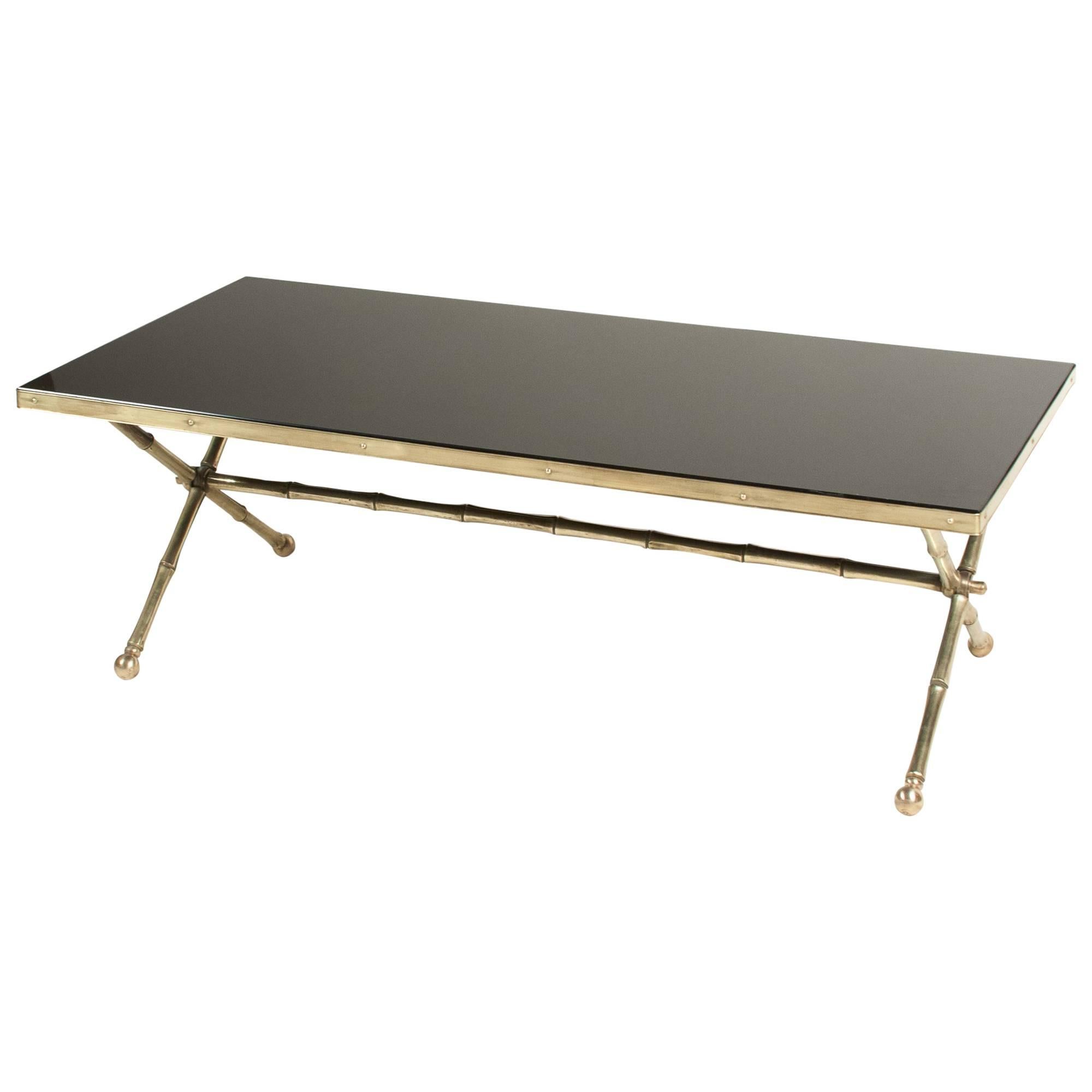 Baguès Black Glass Coffee Table For Sale