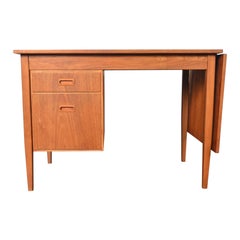 Swedish Modern Drop Leaf Desk With Movable Case In Teak + Beech