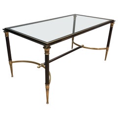 Couchtisch aus gebürstetem Stahl und Messing von Maison Jansen