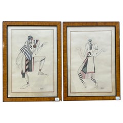 Coppia di progetti di costumi  Peters Stepanovic GALADZEV (1900-1971), Russia, 1920
