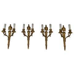 Set of Four Louis the 16th Style Bronze Wall Sconces
