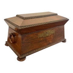 Fine Antique Regency Inlaid Brass Rosewood Tea Caddy