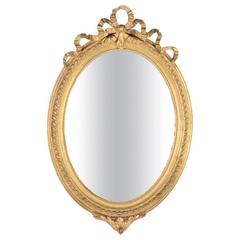 Antique French Oval Louis XVI-Style Gilt Mirror