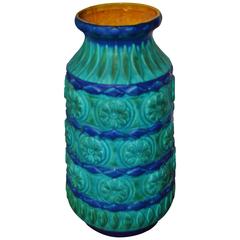 Large Turquoise / Blue West German Vase by Bay Keramik