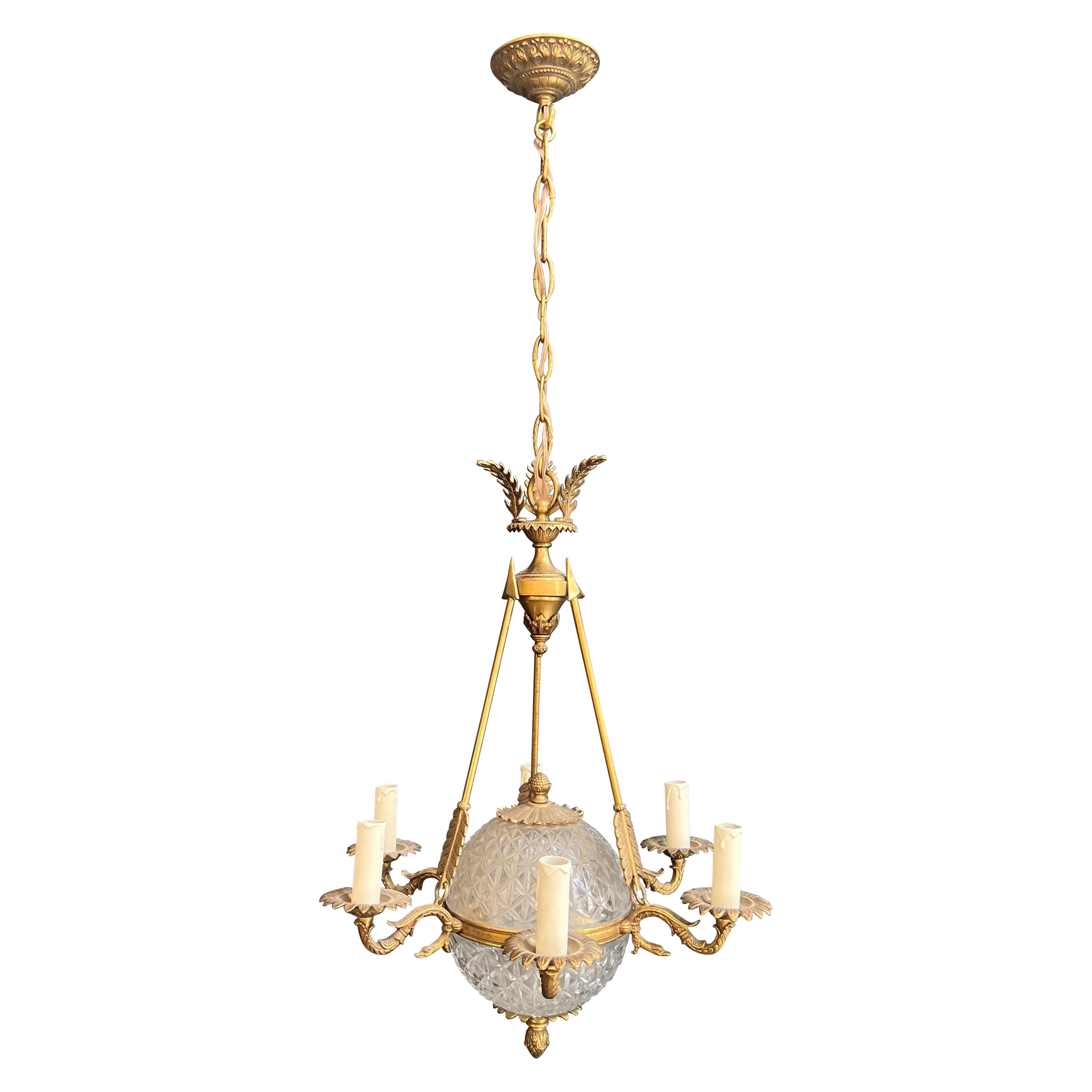 Empire Style Hot Air Balloon Chandelier in Bronze and Crystal