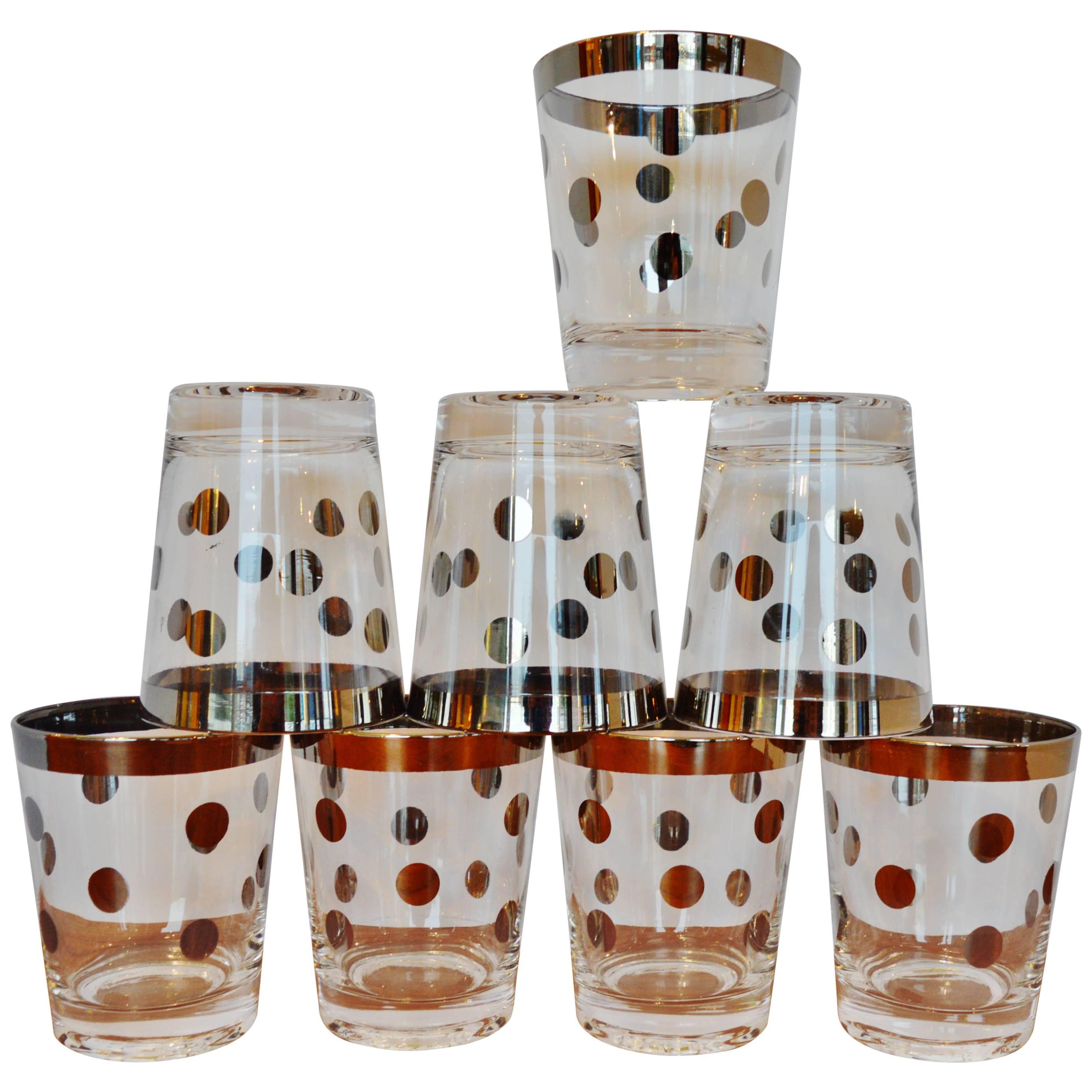 Dorothy Thorpe Chrome Edge & Polka Dot Glasses, Set of Eight