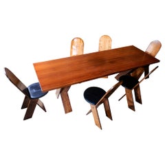 Mid-Century Modern Wooden Dining Set by Marco Zanuso for Poggi, Italy 1970s