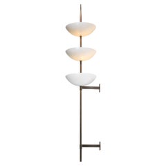 Large modern wall lamp 3 domes lacquered metal and solid brass