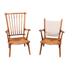 (2) Dutch De Ster Gelderland Beech Arm Chairs, Circa 1950's