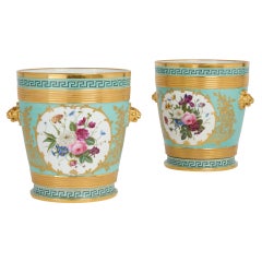 Pair of Antique French Porcelain Cachepots by Rihouet