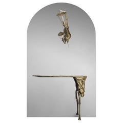 Lumiere Console -  - Forged Gold-Plated Hammered Brass & Mirror - Boca do Lobo