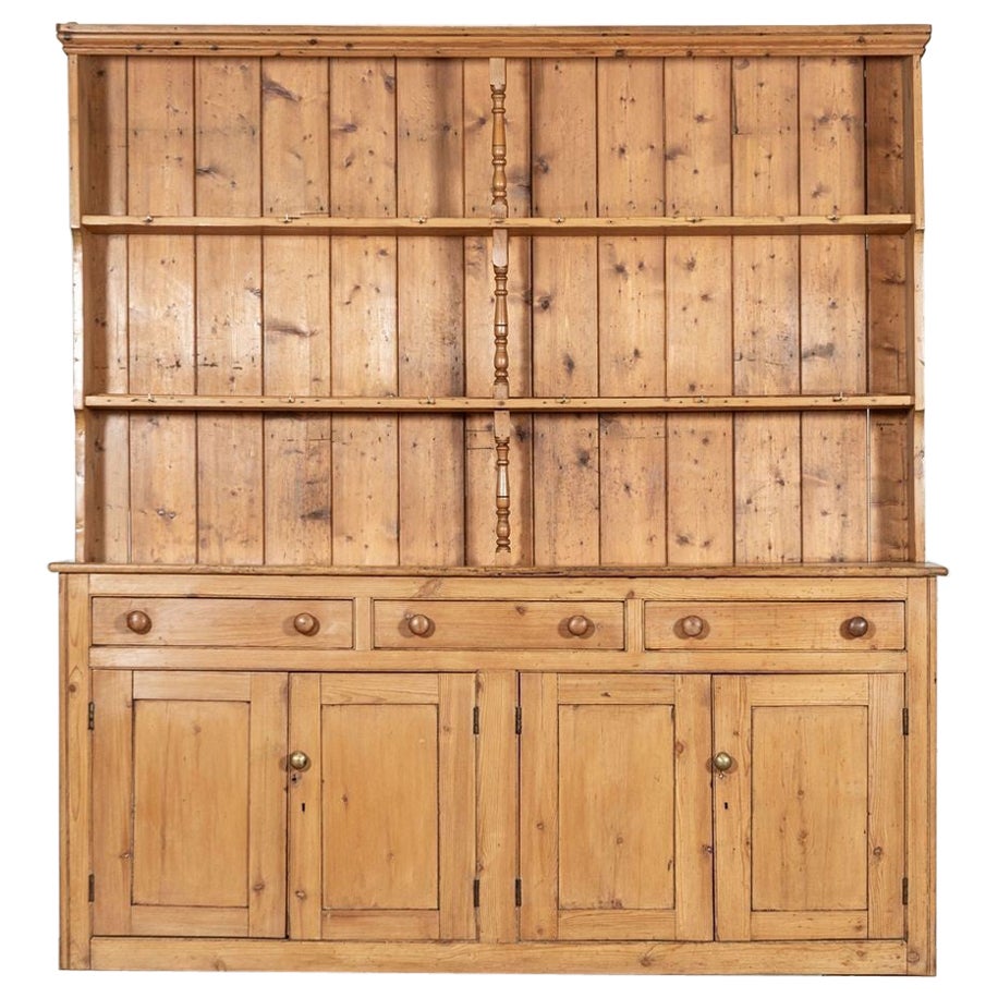 Large 19thC English Pine Waterfall Dresser