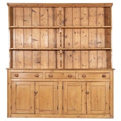 Large 19thC English Pine Waterfall Dresser