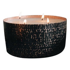 Rustic Hand-Hammered Large Black Ink Copper Candle