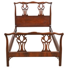 Landstrom Georgian Carved Mahogany Twin Size Bed, Circa 1940s