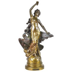 Large Bronze Sculpture with Double Patina, Gilt and Brown, Napoleon III Period.