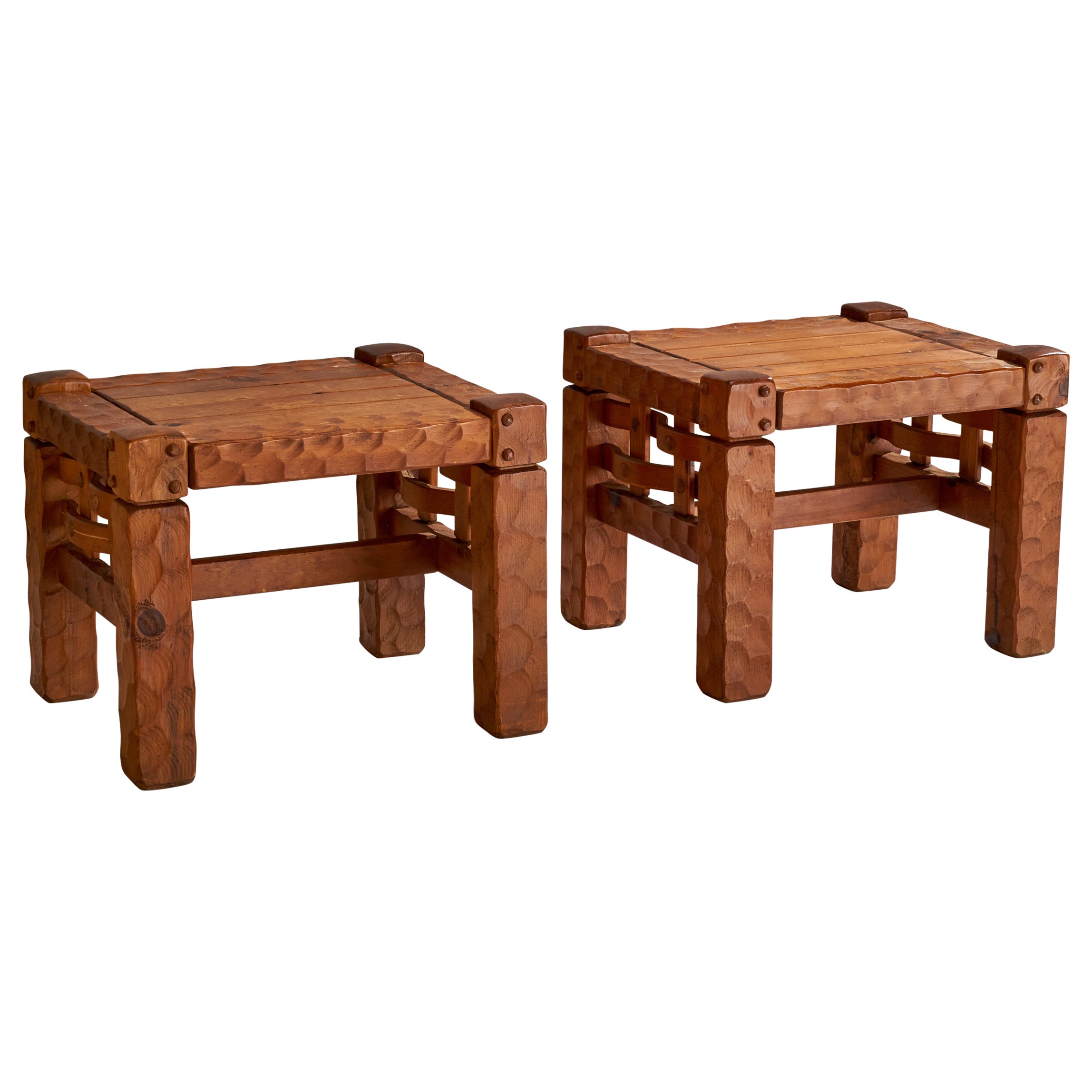 Null-Möbel, Beistelltische, Kiefernholz, USA, 1970er Jahre