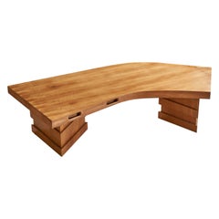 French Designer, Freeform Coffee Table, Wood, France, 1960s