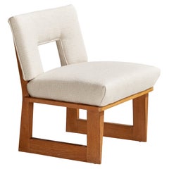 Paul Laszlo, Slipper Chair, Oak, Fabric, USA, 1940s