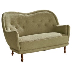Carl Cederholm, Sofa, Fabric, Wood, Sweden, 1940s