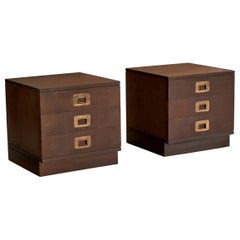 Tables de nuit Ico Parisi, bois, laiton, Italie, années 1960