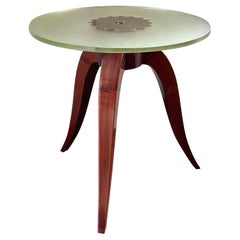 French Deco side table with Saint-Gobain glass