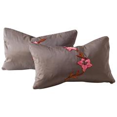 Antique French Embroidery Fragment Pillows