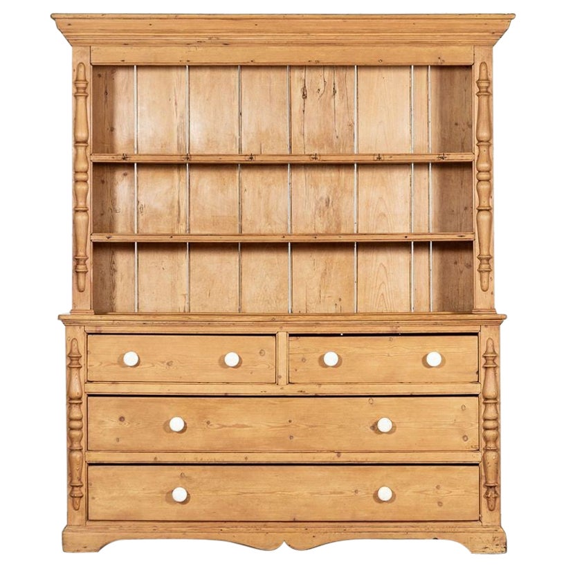 Large English 19thC Pine Dresser For Sale