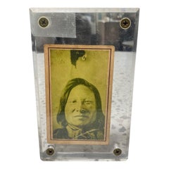 Antique Sitting Bull Signed Native American Indian Cabinet-Card Portrait Photograph