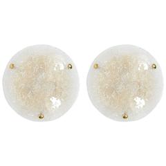 Pair of Glass Flush Mounts by Hillebrand, circa 1970 6