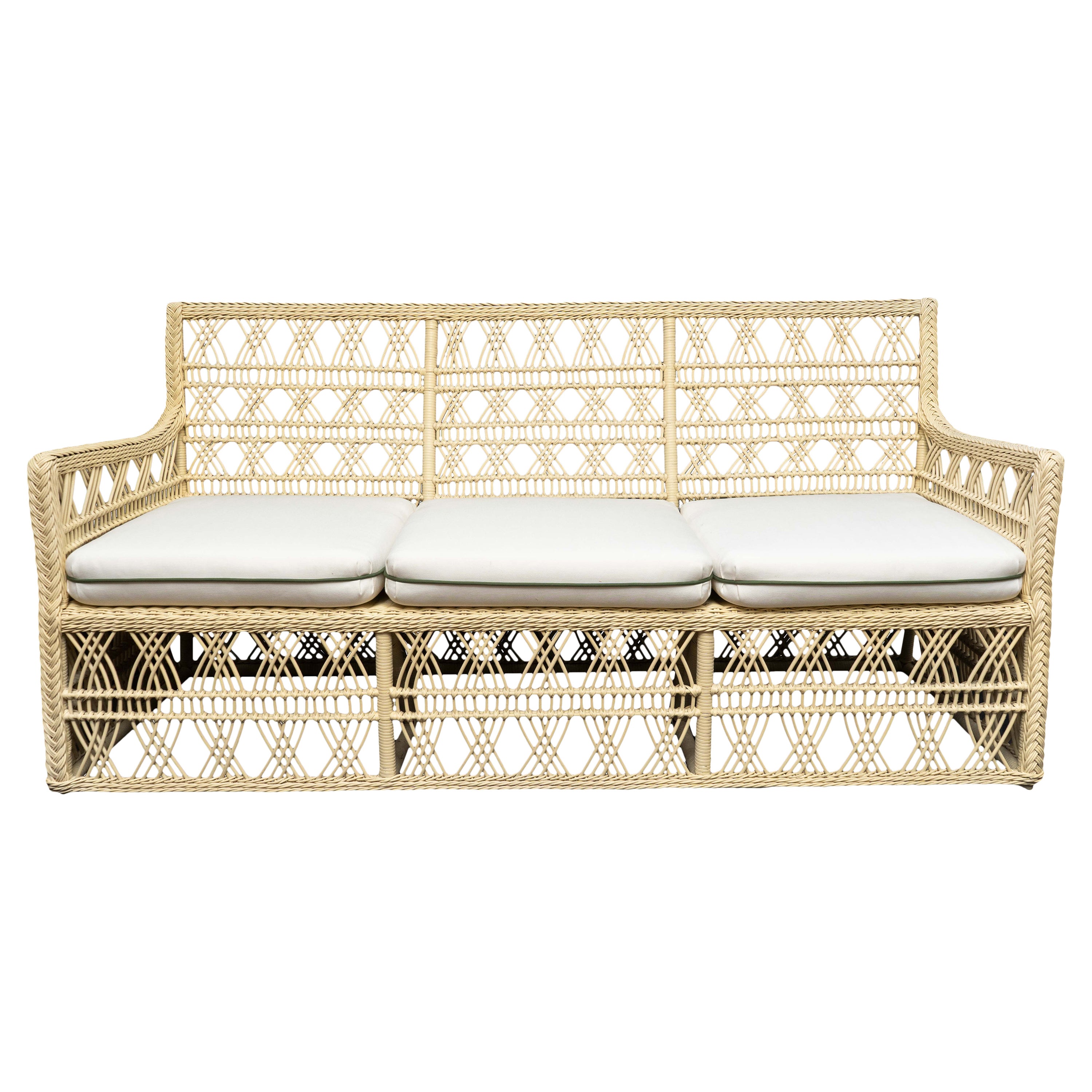 Rattan Trellis Sofa by Creel and Gow For Sale